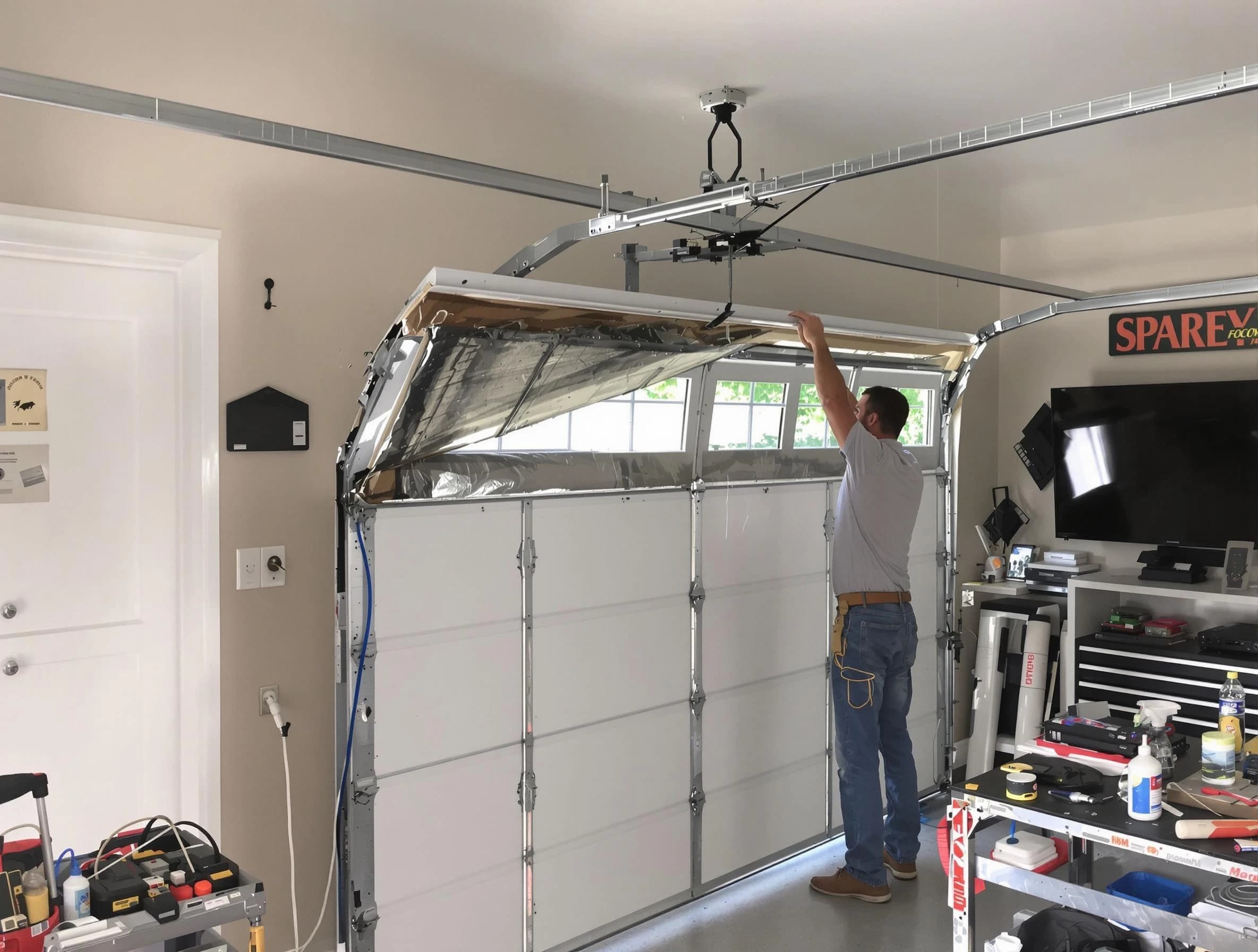 Garage door section replacement by Westford Garage Door Repair in Westford