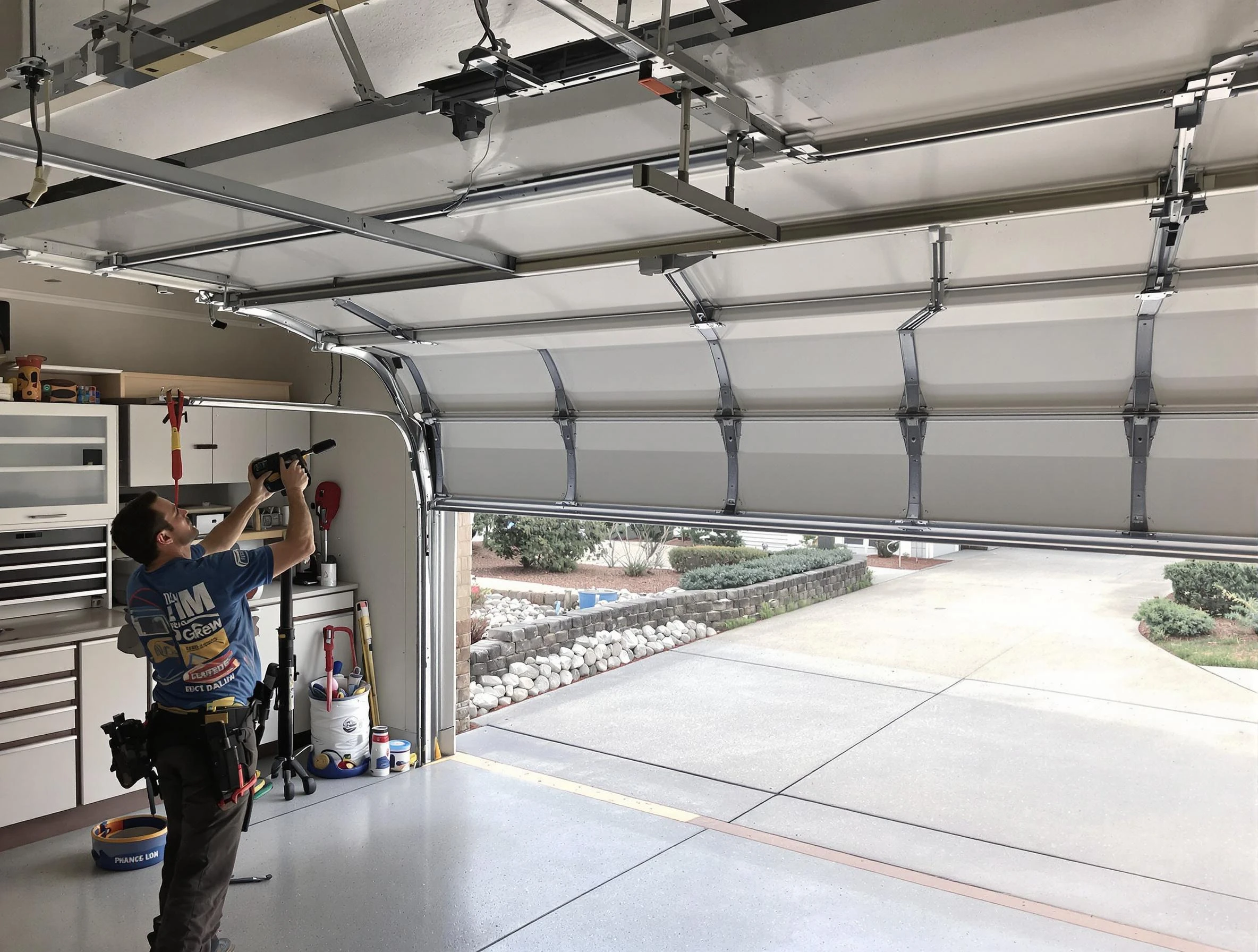 Garage door track repair service by Westford Garage Door Repair in Westford